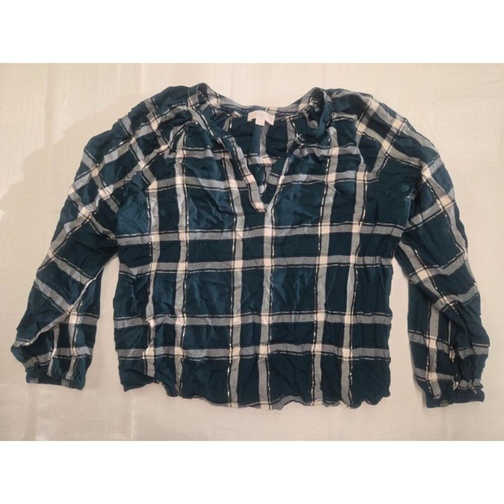 Emerald Plaid Ladies Loft Blouse size Medium